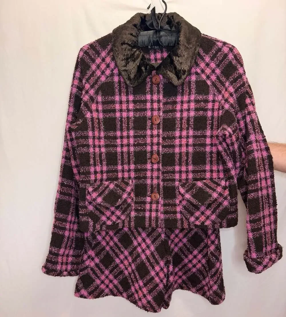 Ribta Oris Vintage Plaid Wool Blend Short Suit Set Size 9 : 90s, clueless